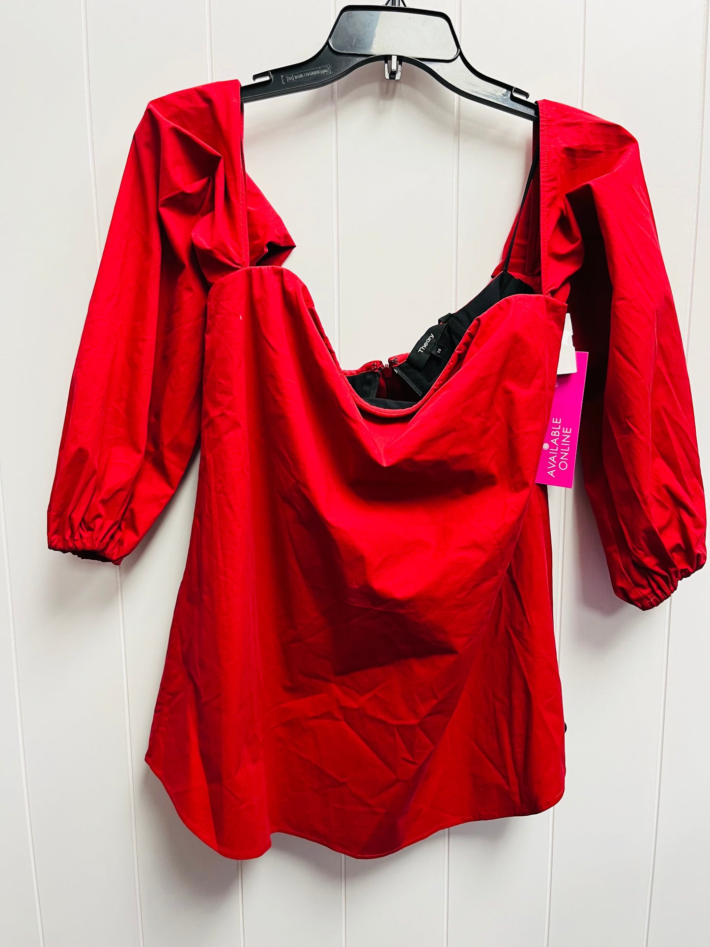 Top Long Sleeve By Theory In Red, Size: 10