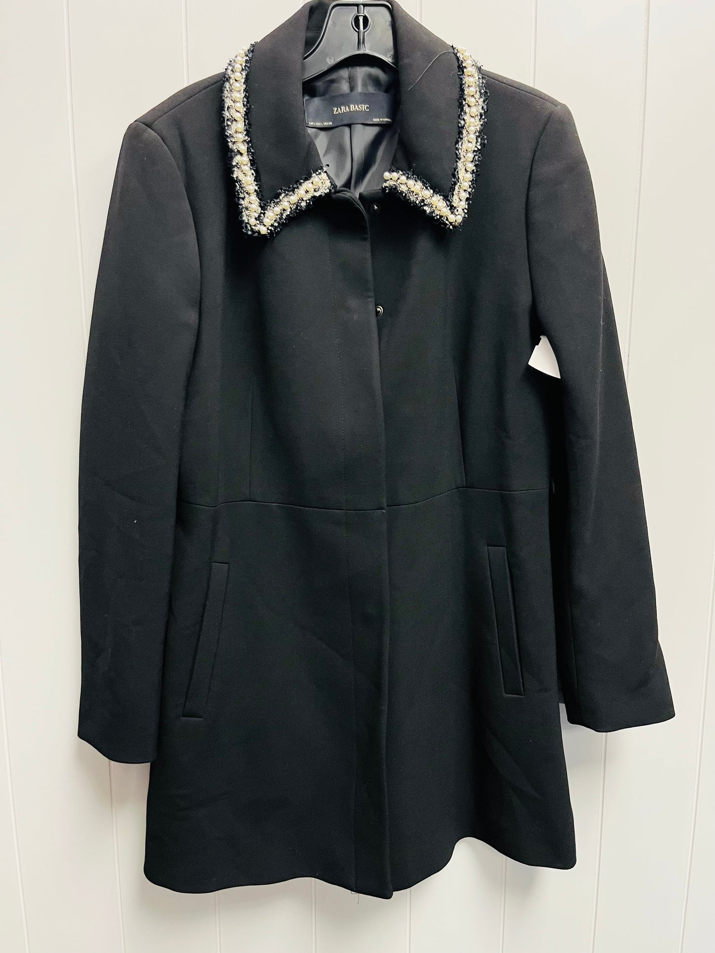 Coat Trench Coat By Zara Basic In Black, Size: L