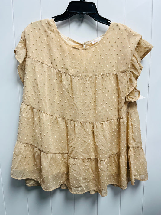 Top Short Sleeve By kirundo In Tan, Size: Xl