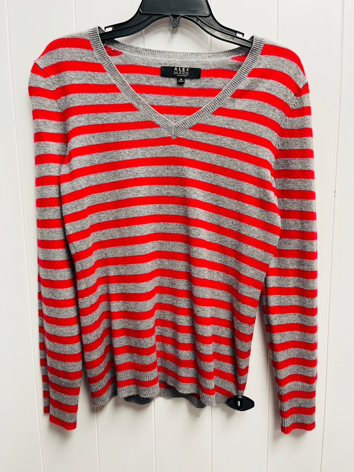 Sweater Cashmere By Alex Marie In Grey & Red, Size: M