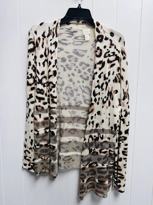 Sweater Cardigan By Chicos In Animal Print, Size: M