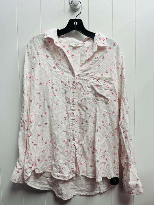 Top Long Sleeve By Beachlunchlounge In Pink & White, Size: L