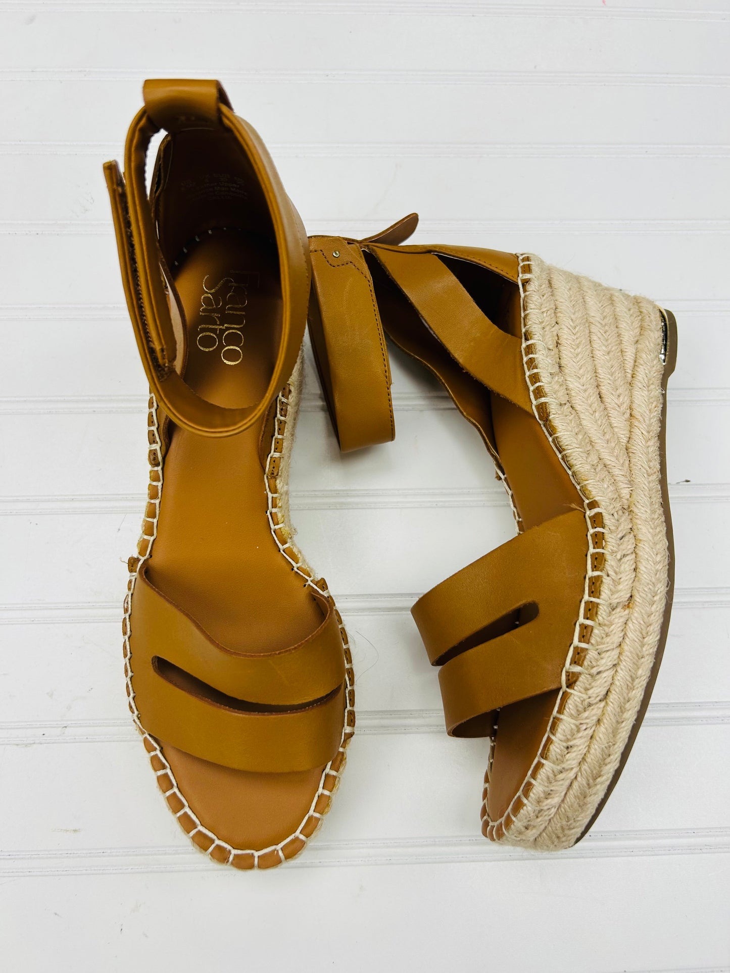 Sandals Heels Wedge By Franco Sarto In Tan, Size: 8.5