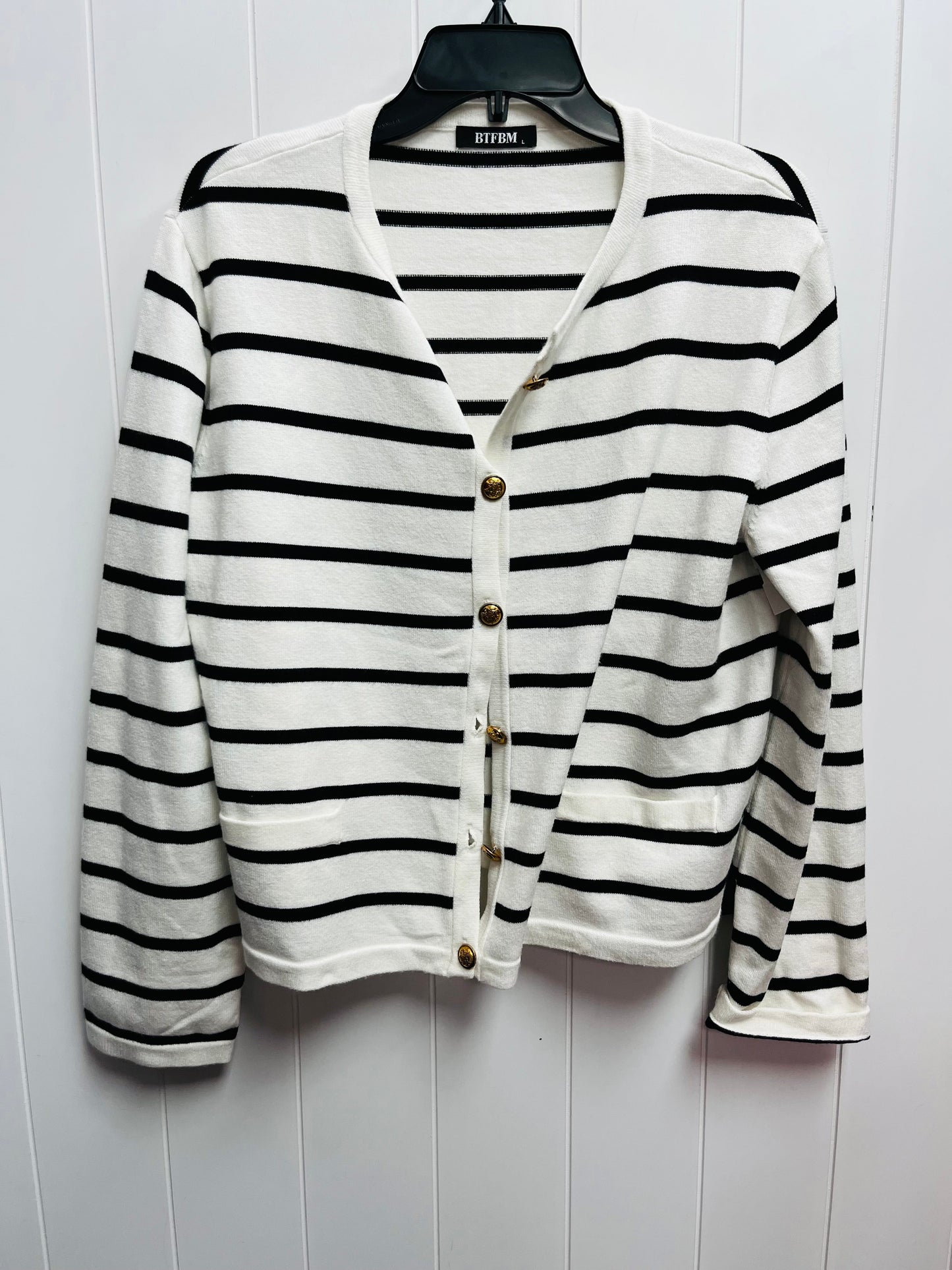 Sweater Cardigan By btfbm In Black & White, Size: L