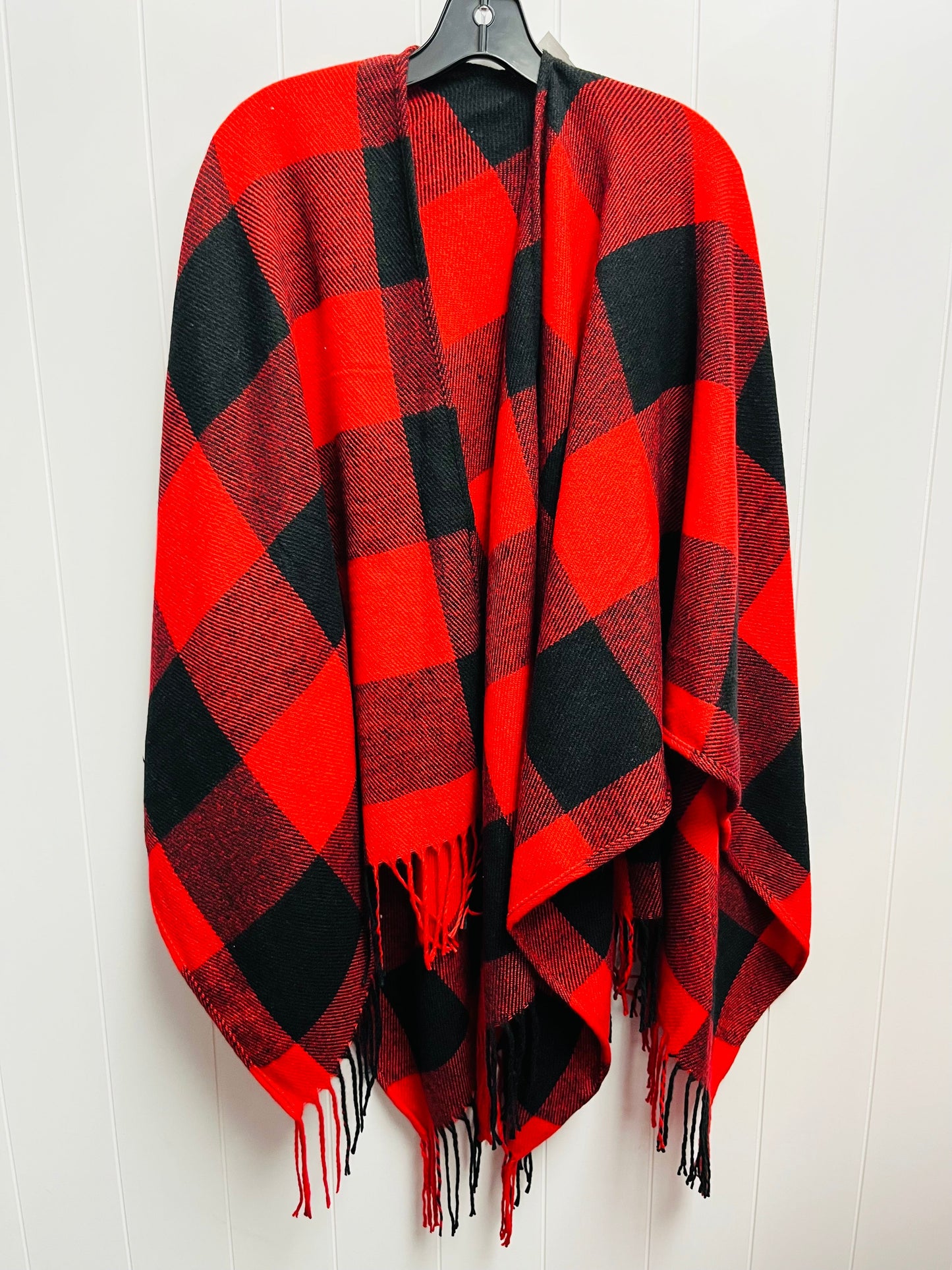 Shawl By Clothes Mentor In Black & Red, Size: Osfm