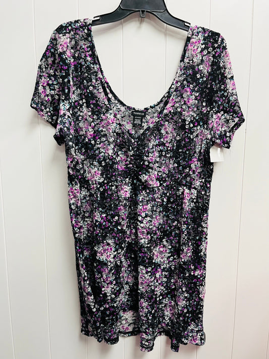 Top Short Sleeve By Torrid In Black & Purple, Size: 2x