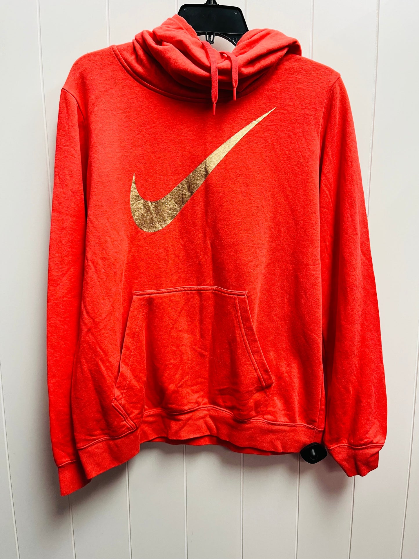 Athletic Top Long Sleeve Hoodie By Nike Apparel In Orange, Size: Xl