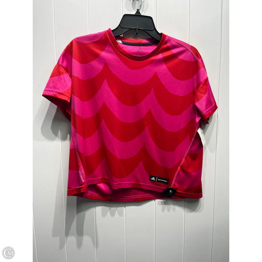 Athletic Top Short Sleeve By Adidas In Pink & Red, Size: L
