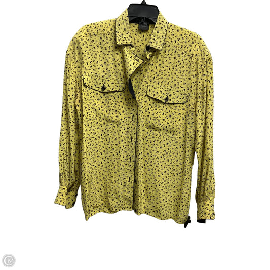 Top Long Sleeve Designer By Escada In Black & Yellow, Size: Xl