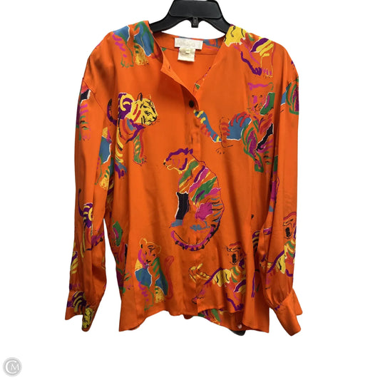 Top Long Sleeve Designer By Escada In Orange & Pink, Size: Xl