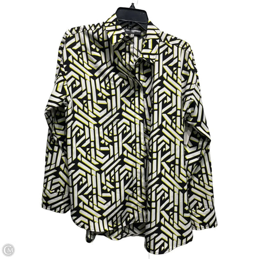 Top Long Sleeve Designer By Karl Lagerfeld In Black & Yellow, Size: S