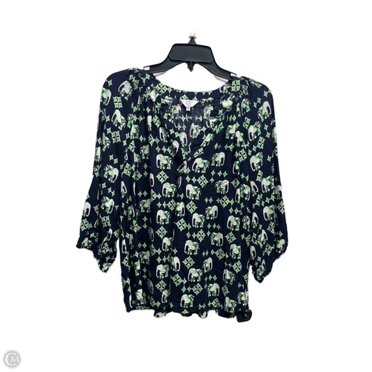 Top Long Sleeve By Crown And Ivy In Blue & Green, Size: Xl