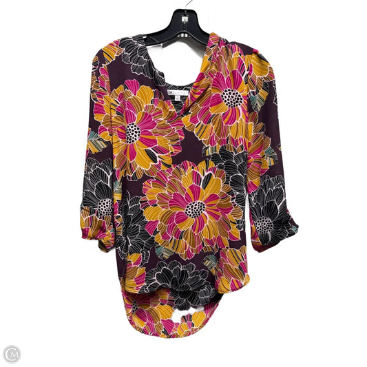 Top Long Sleeve By Daniel Rainn In Pink & Yellow, Size: M