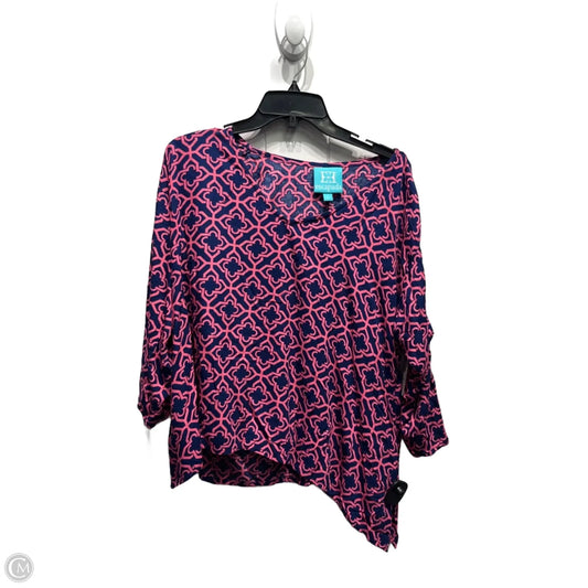 Top 3/4 Sleeve By Escapada Living In Blue & Pink, Size: L
