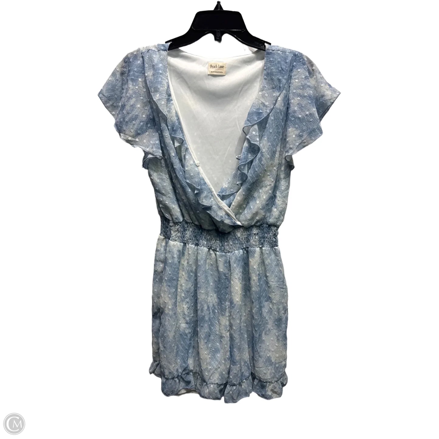 Romper By Peach Love Cream California In Blue & White, Size: M