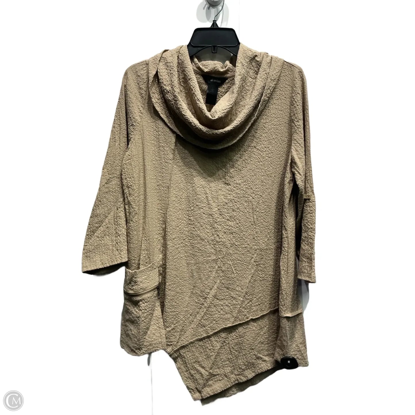 Top Long Sleeve By Ali Miles In Tan, Size: S