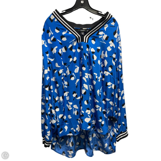 Top Long Sleeve By Alfani In Blue & White, Size: 2x
