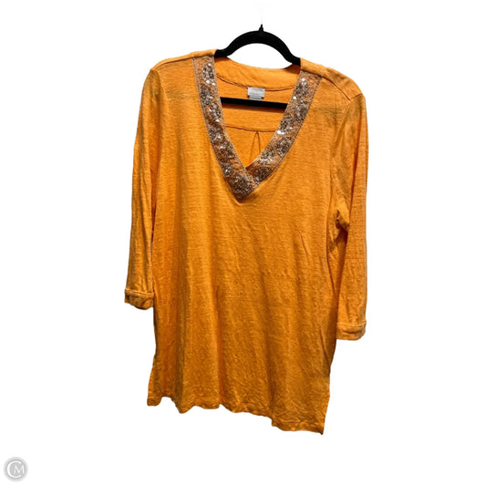 Top Long Sleeve By Chicos In Orange, Size: L