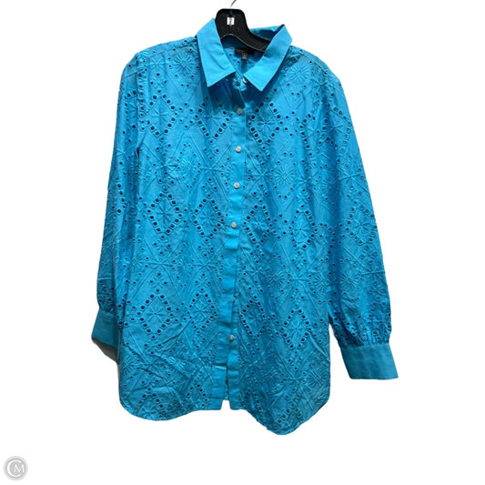 Top Long Sleeve By Talbots In Teal, Size: M