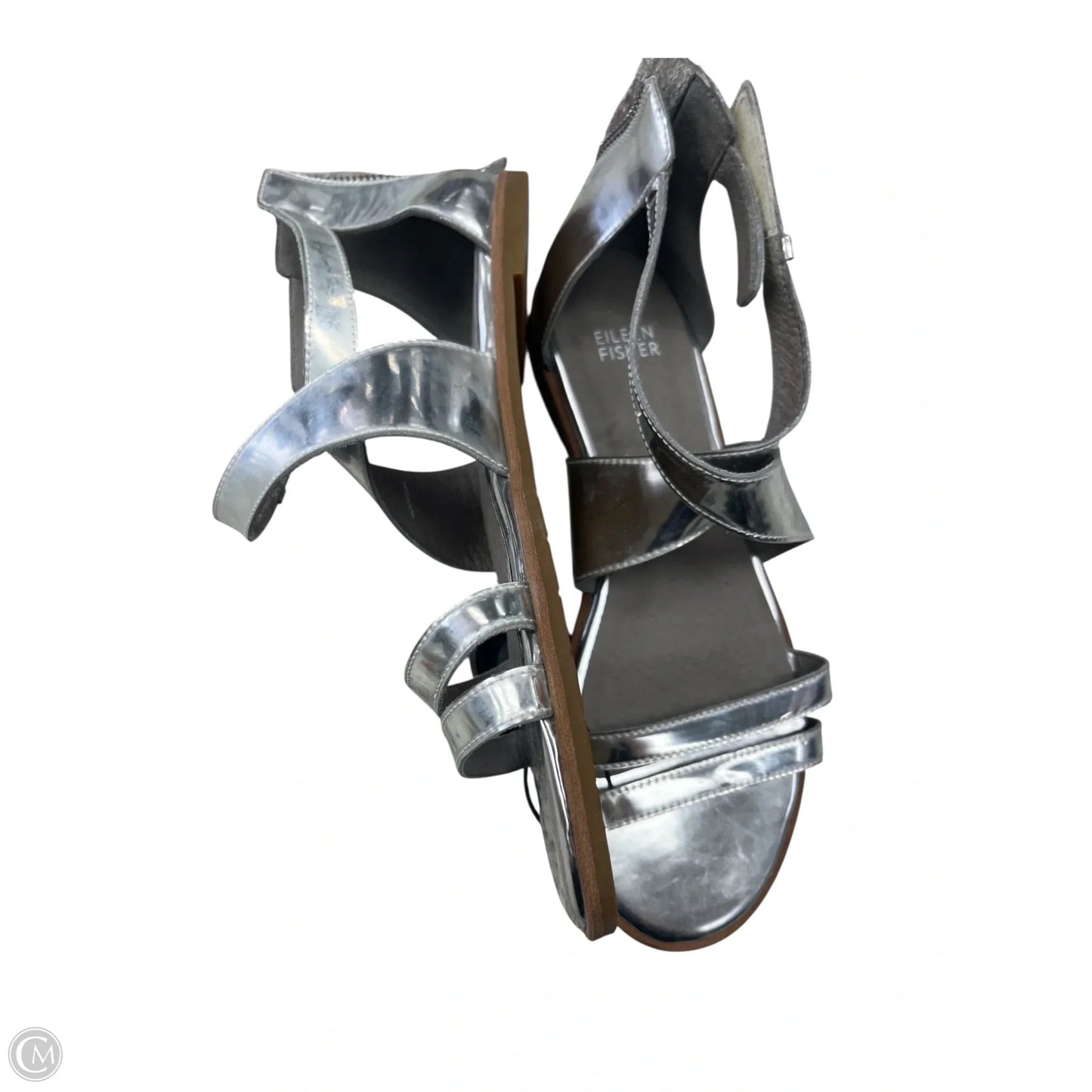 Sandals Flats By Eileen Fisher In Silver, Size: 8.5