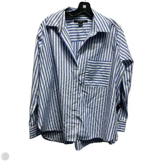 Top Long Sleeve By French Connection In Blue & White, Size: S