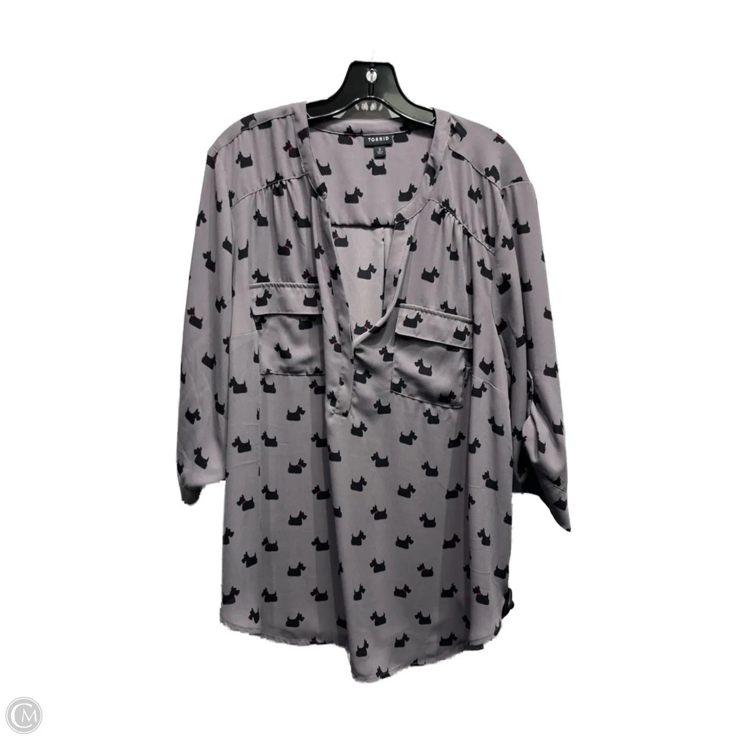 Top Long Sleeve By Torrid In Grey & Red, Size: 2x