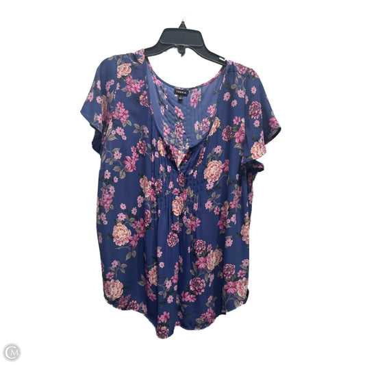 Top Short Sleeve By Torrid In Blue & Pink, Size: 1x
