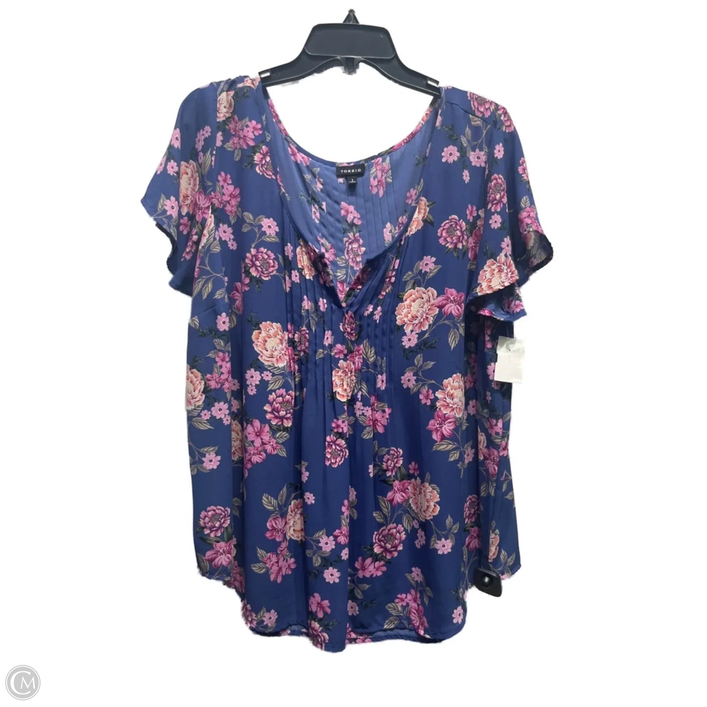 Top Short Sleeve By Torrid In Blue & Pink, Size: 1x