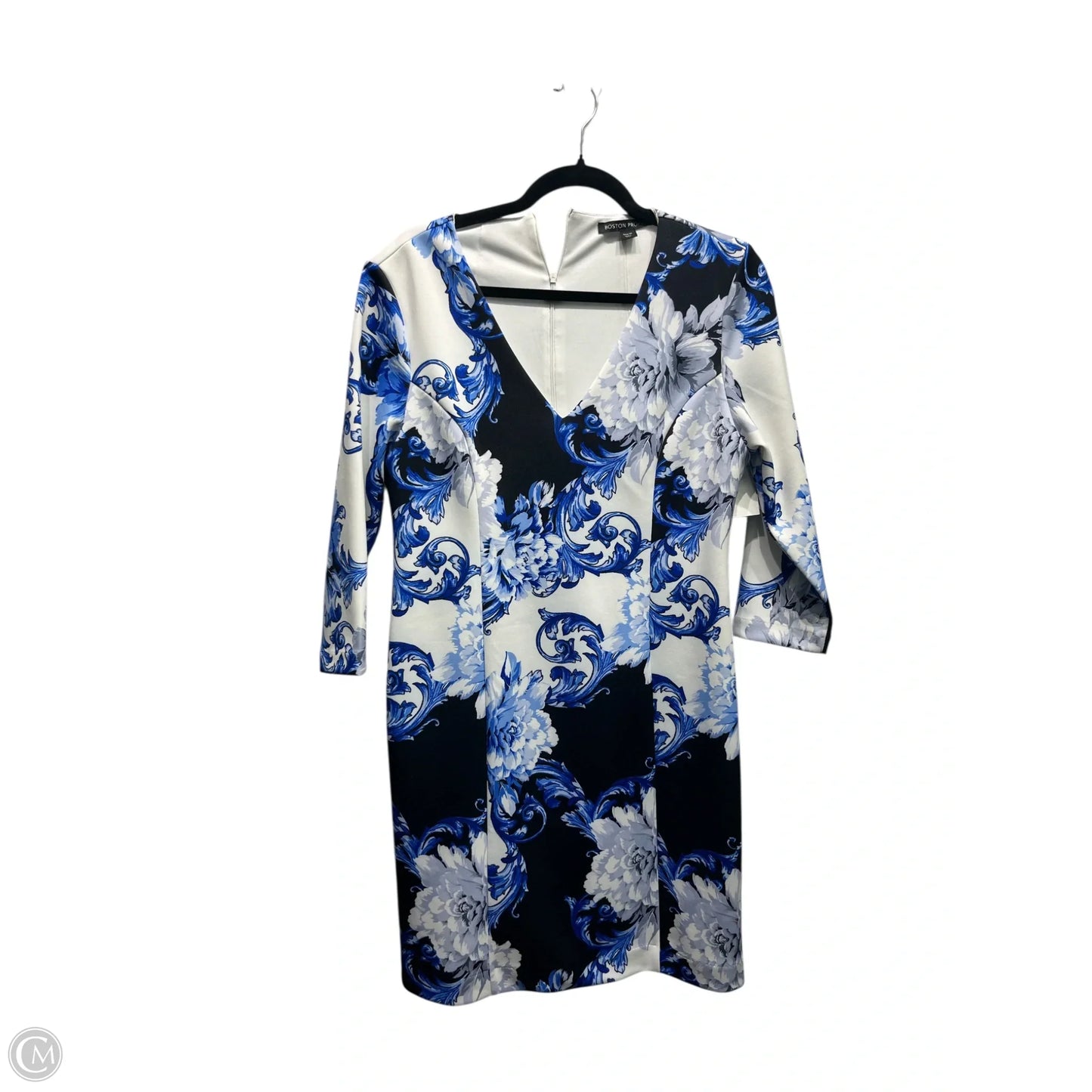 Dress Work By Boston Proper In Blue & White, Size: 10