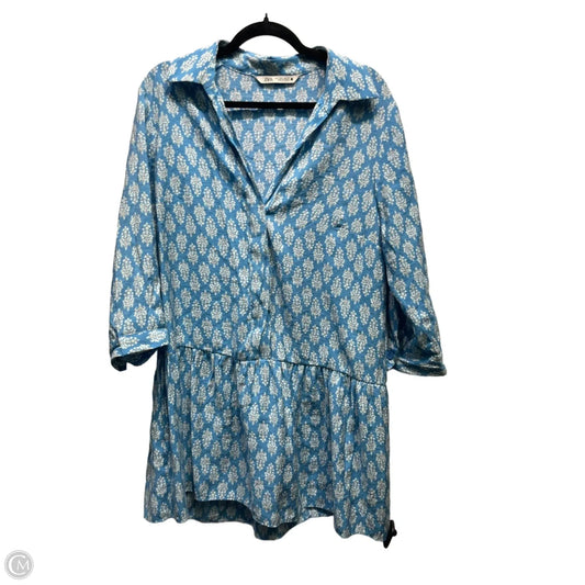 Dress Casual Short By Zara In Blue & White, Size: L