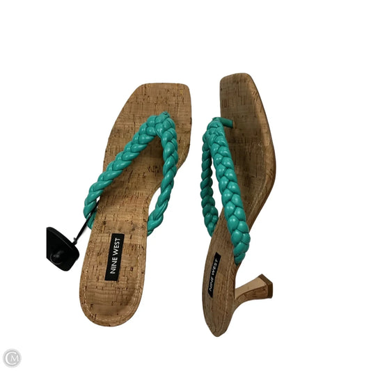 Sandals Heels Kitten By Nine West In Teal, Size: 8.5