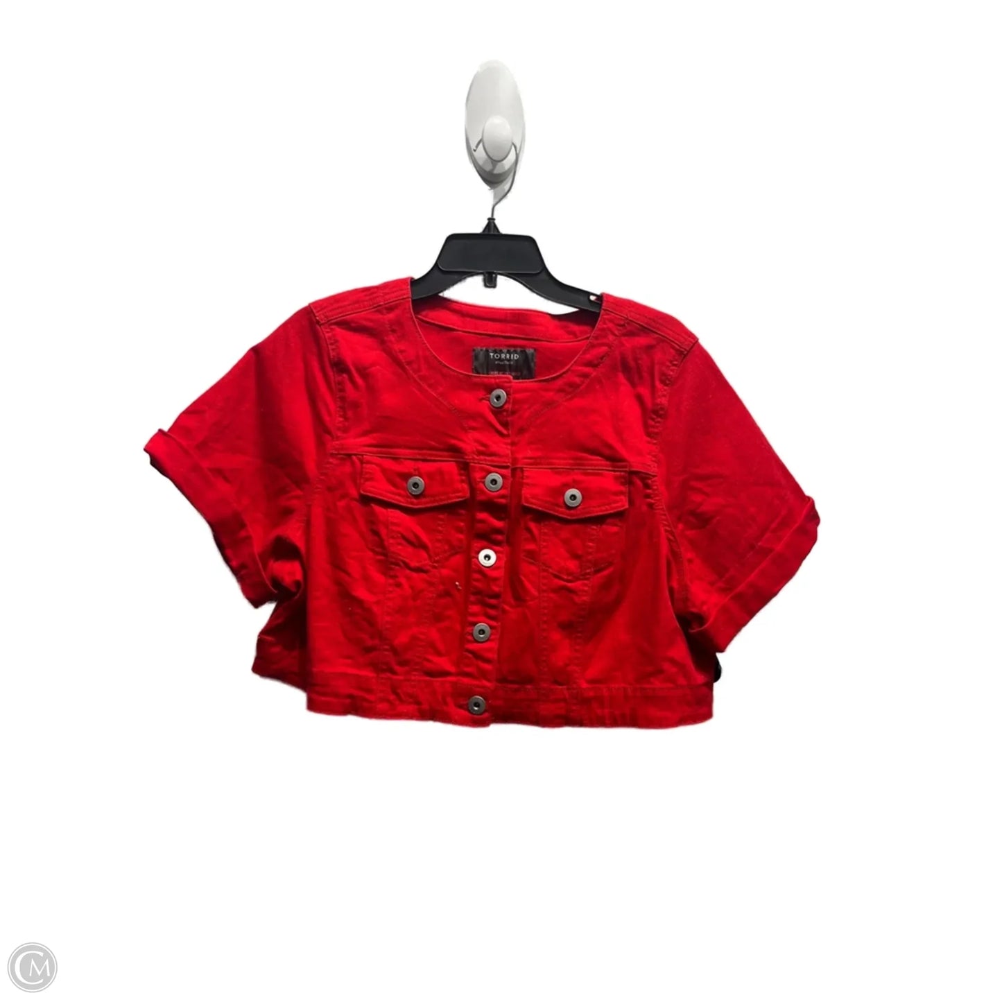 Jacket Denim By Torrid In Red, Size: 2x