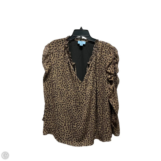Top Long Sleeve By Cece In Animal Print, Size: 2x