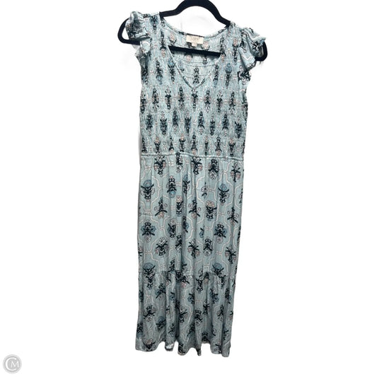 Dress Casual Midi By Loft In Blue & Green, Size: S