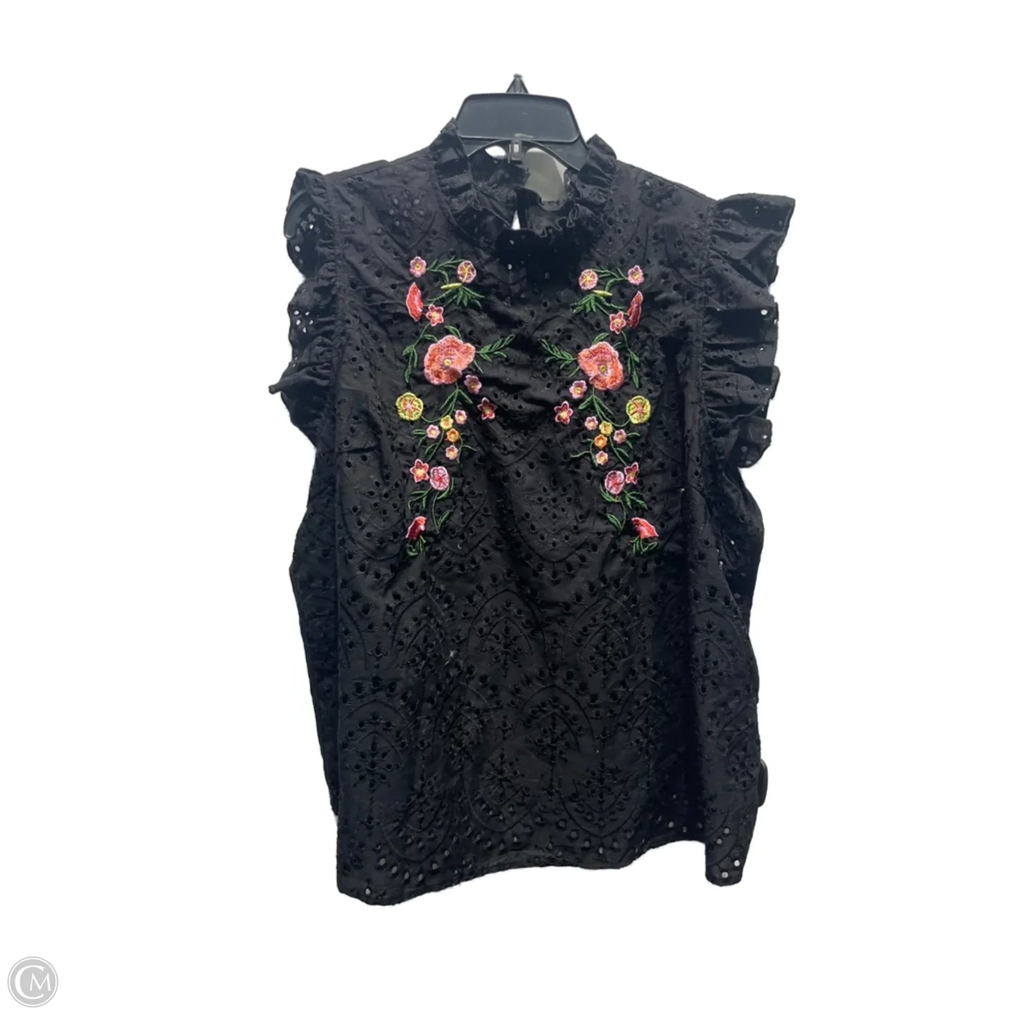 Top Short Sleeve By Emory Park In Black & Pink, Size: 4x
