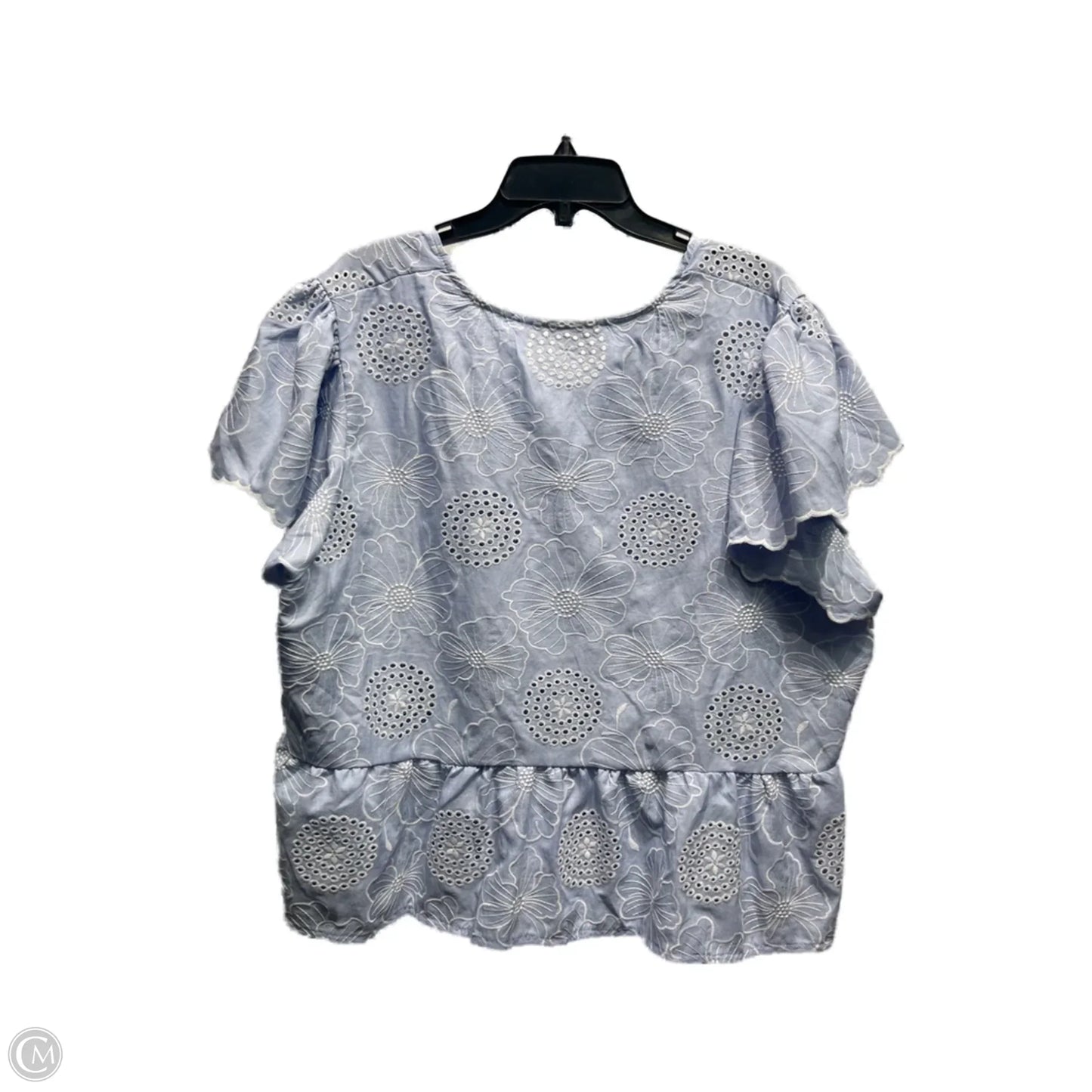 Top Short Sleeve By Shein In Blue & White, Size: 3x