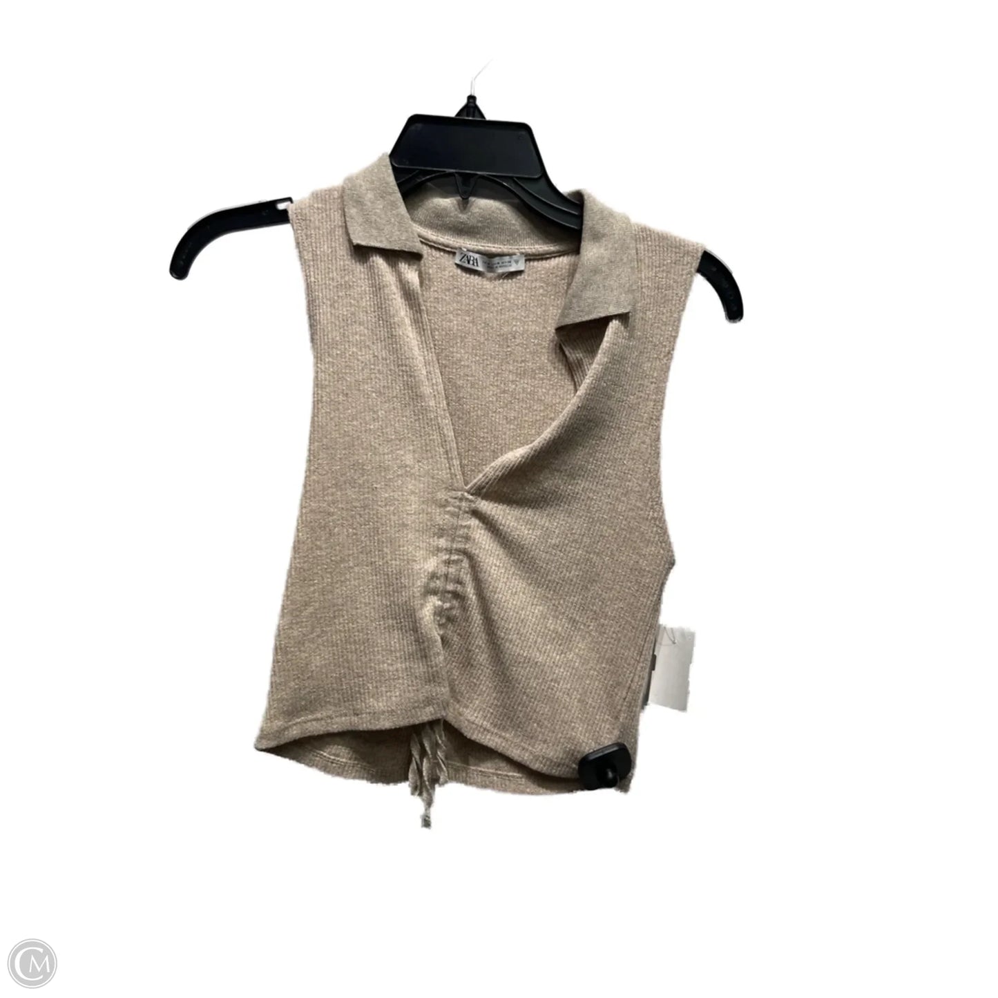Top Sleeveless By Zara In Tan, Size: M