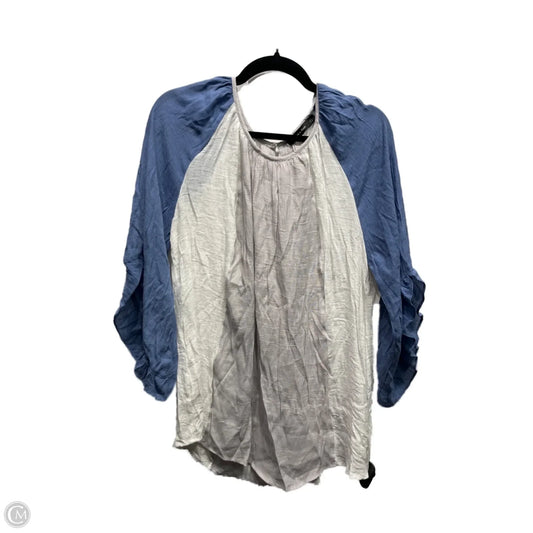 Top Long Sleeve By Doe & Rae In Blue & White, Size: Xxl