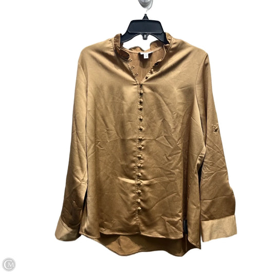 Blouse Long Sleeve By Express In Tan, Size: Xl