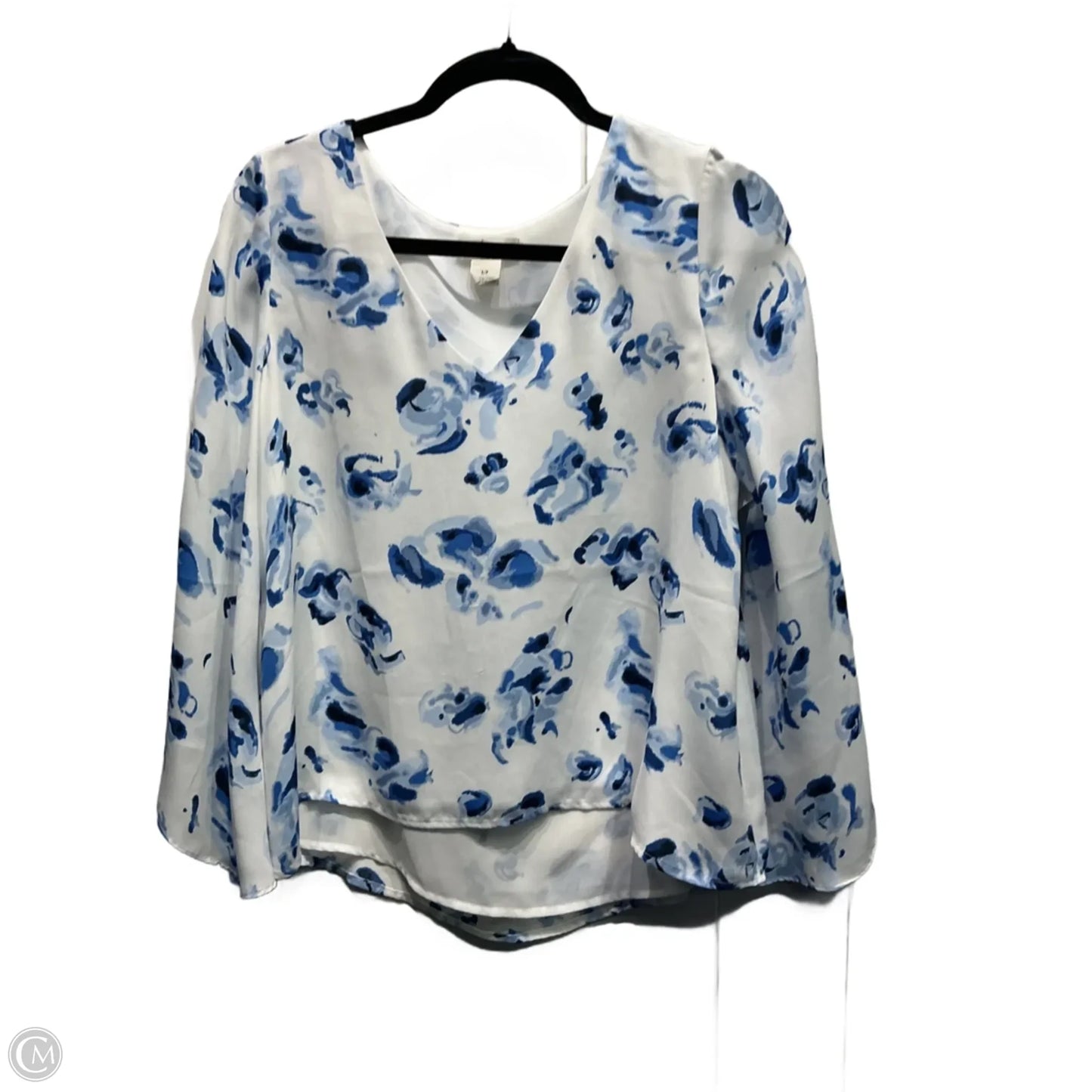Blouse Long Sleeve By Club Monaco In Blue & White, Size: S