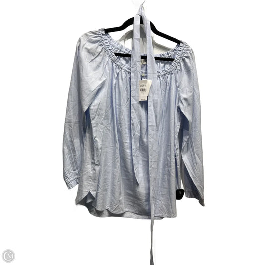 Top Long Sleeve By Loft In Blue & White, Size: M