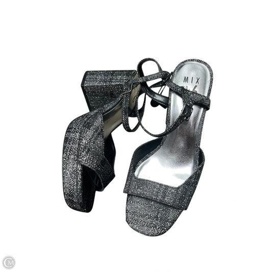 Sandals Heels Block By Mix No 6 In Black & Silver, Size: 8.5