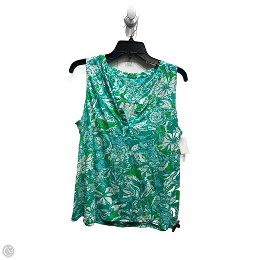 Top Sleeveless Designer By Lilly Pulitzer In Green & White, Size: L