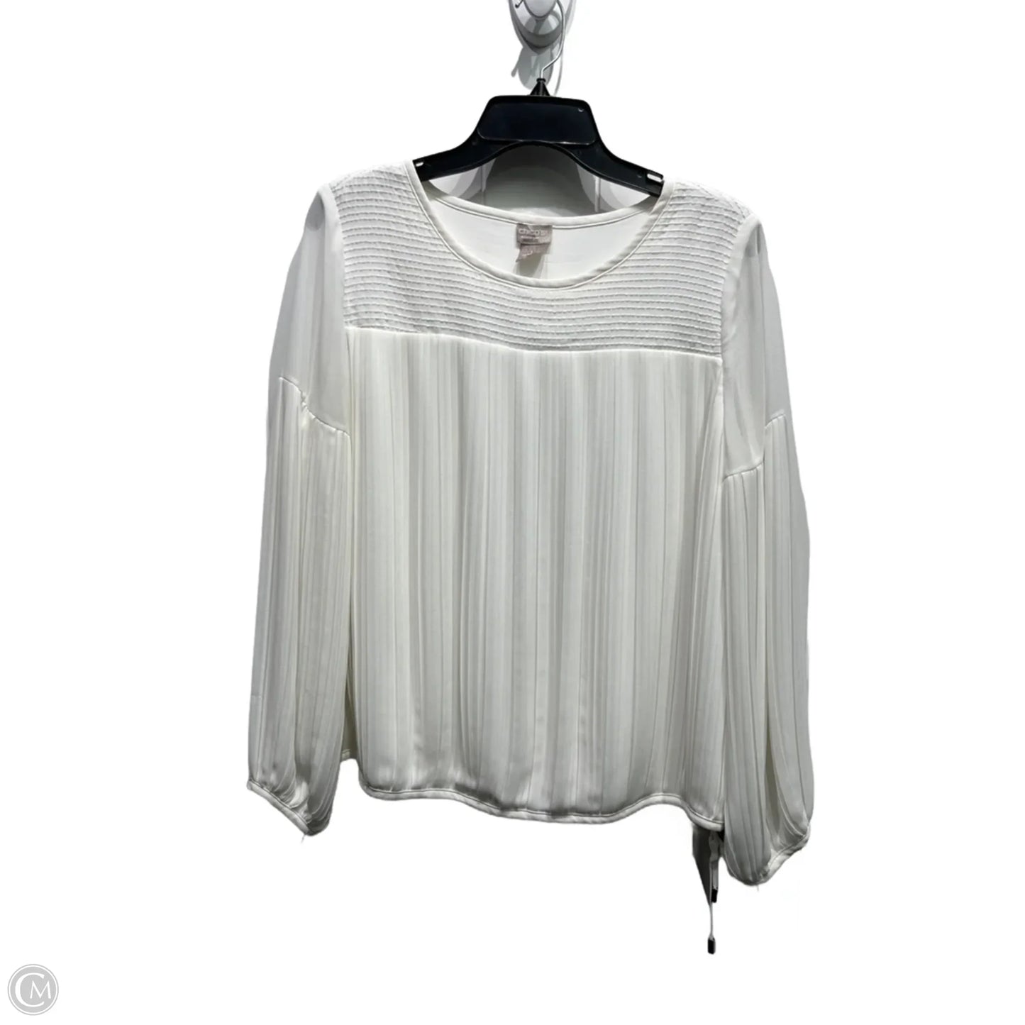 Blouse Long Sleeve By Chicos In White, Size: M
