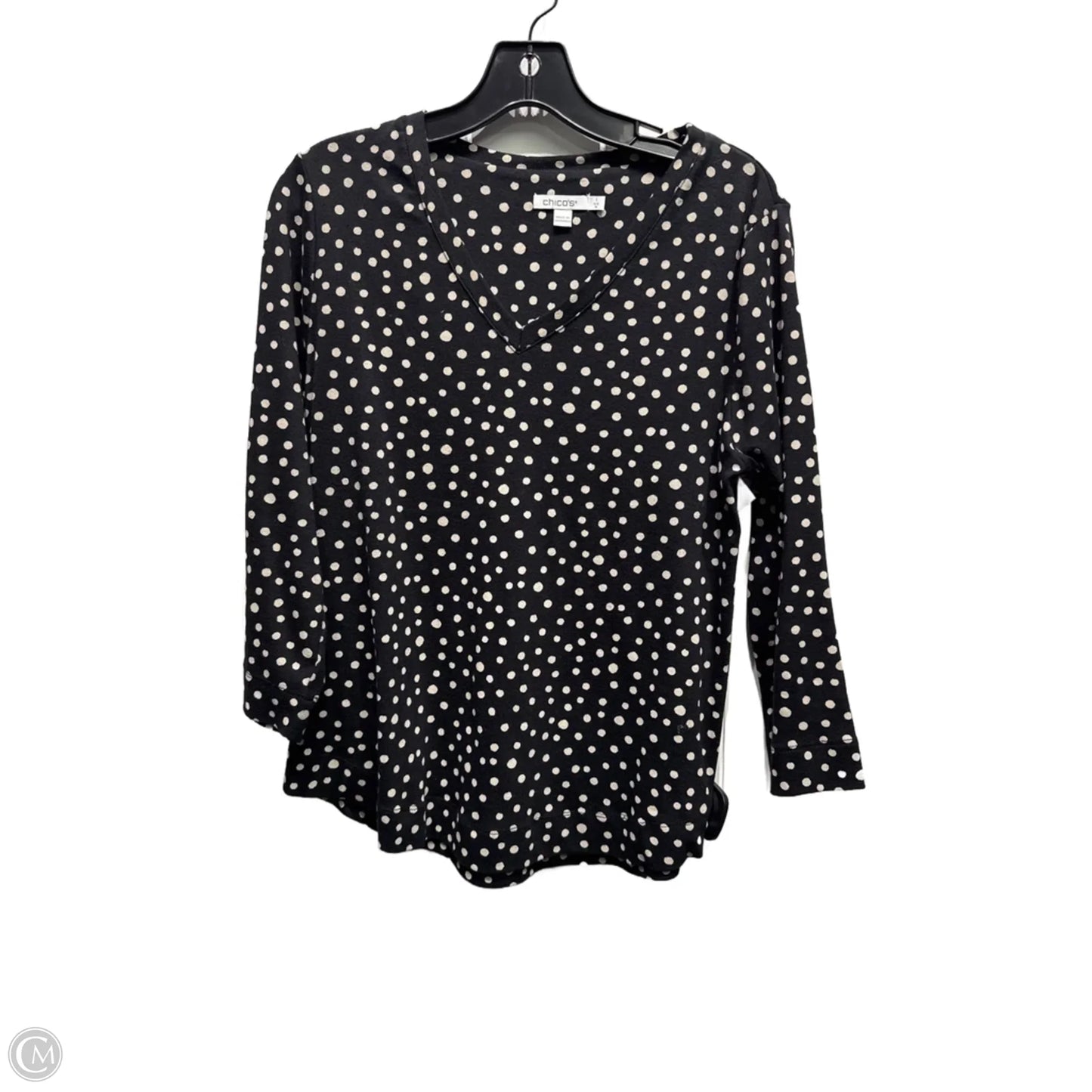 Top Long Sleeve By Chicos In Black & White, Size: M