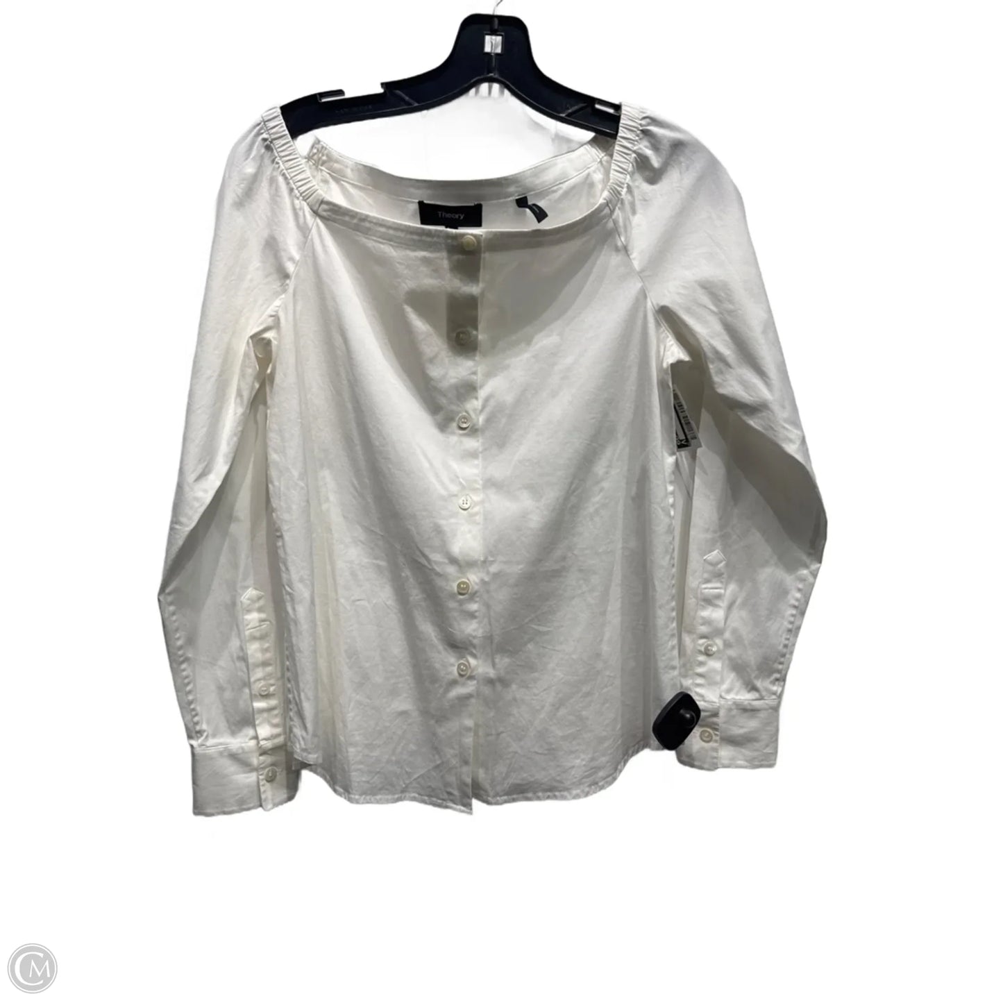 Top Long Sleeve By Theory In White, Size: S