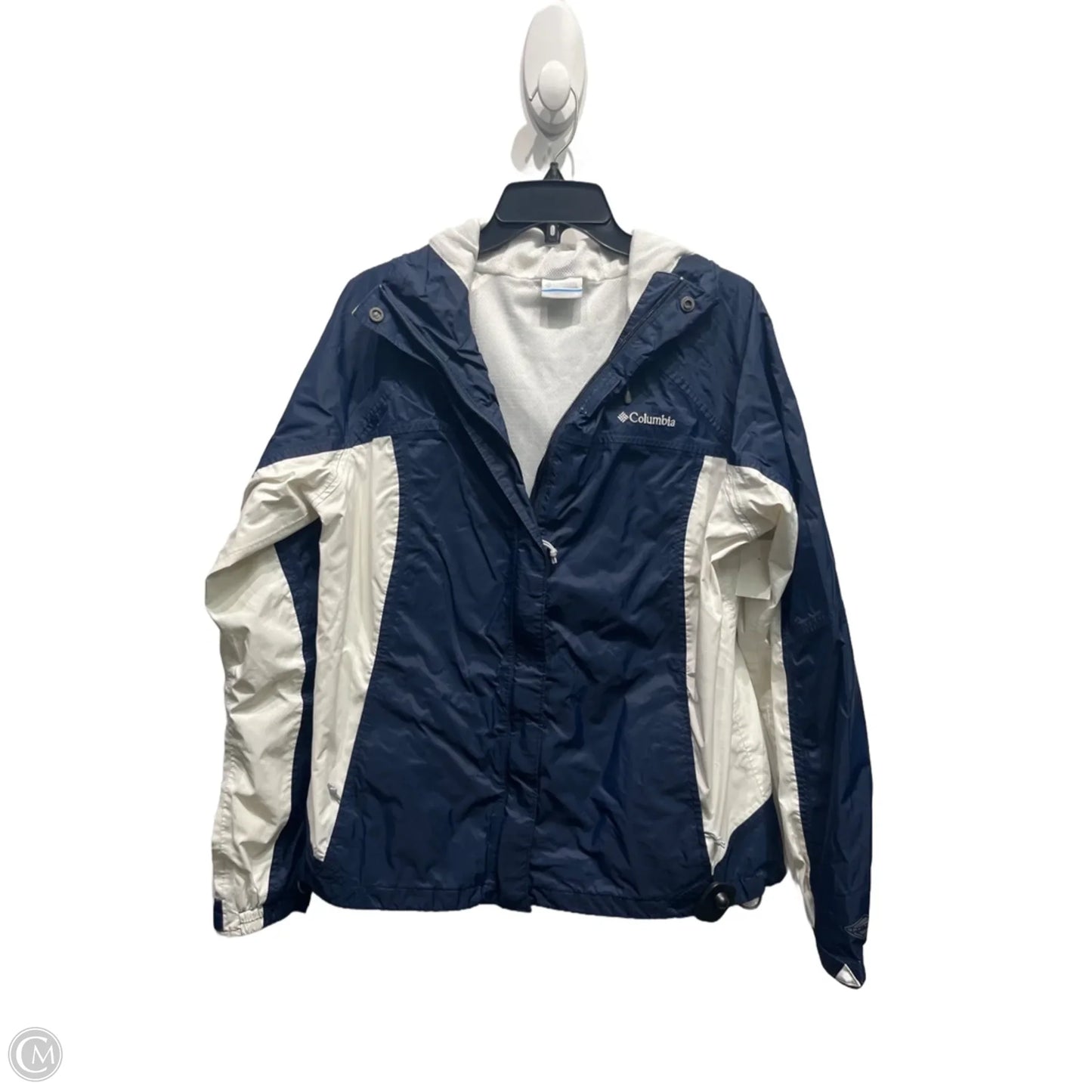 Jacket Windbreaker By Columbia In Blue & White, Size: Xl