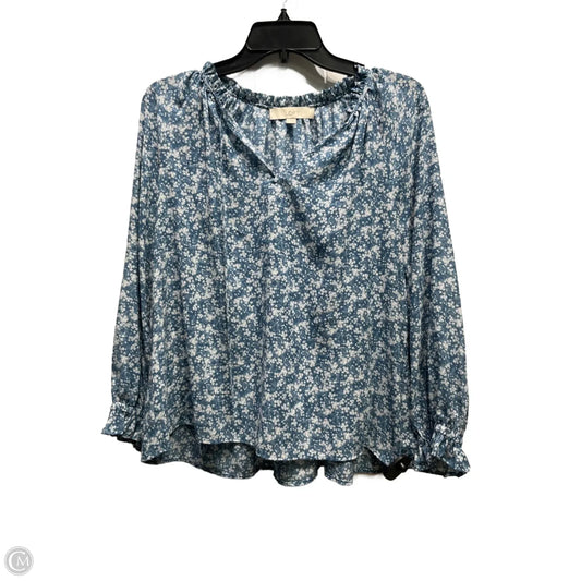 Top Long Sleeve By Loft In Blue & White, Size: M