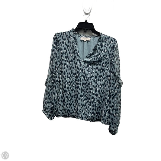 Top Long Sleeve By Loft In Blue & White, Size: L