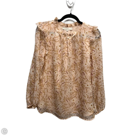 Top Long Sleeve By Loft In Pink & Tan, Size: L